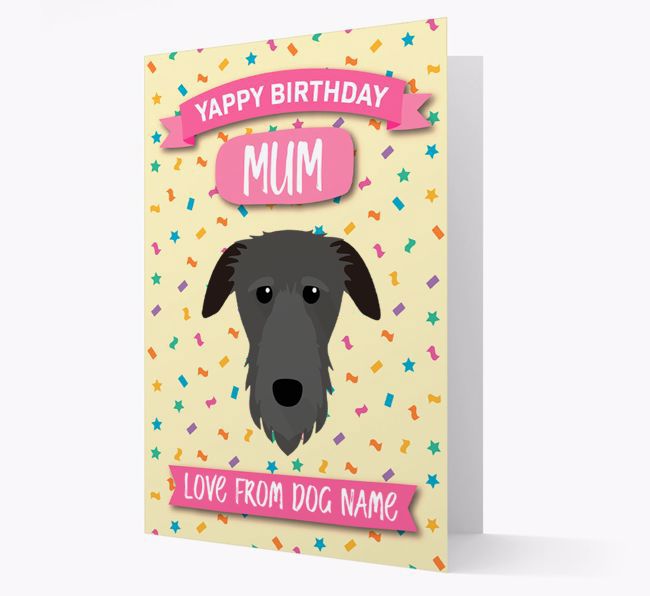 Personalised Card 'Yappy Birthday Mum' with {breedCommonName} Icon